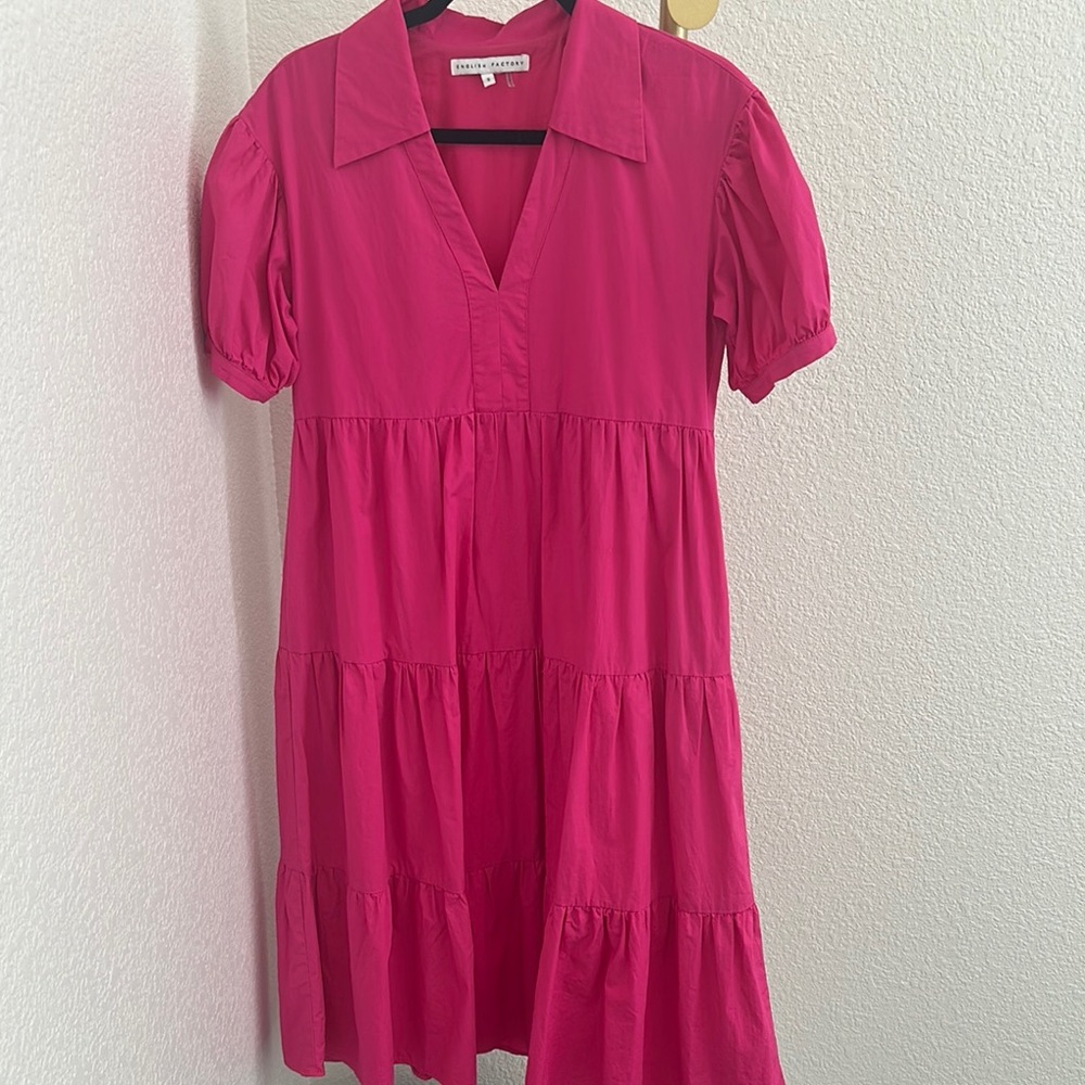 English Factory Pink Puff Sleeve Dress
